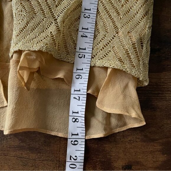 Karen Millen metallic gold silk tie front ruffle double layer cardigan size 1 XS - Picture 8 of 9